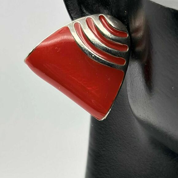 Red & Silver Earrings - Picture 2 of 3